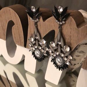 ☀️2 for $20 Silver Black & Rhinestone Earrings